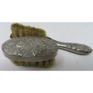 Antique Sterling Silver ???? Floral Ornate Brush Set Baby Infant